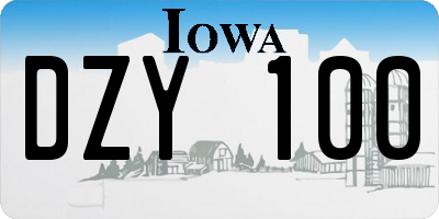 IA license plate DZY100