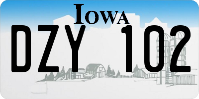 IA license plate DZY102