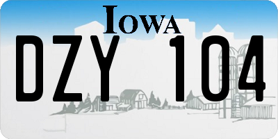 IA license plate DZY104