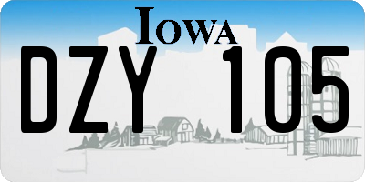 IA license plate DZY105