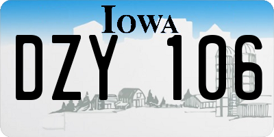 IA license plate DZY106