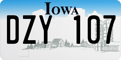 IA license plate DZY107