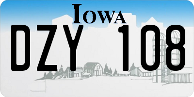 IA license plate DZY108