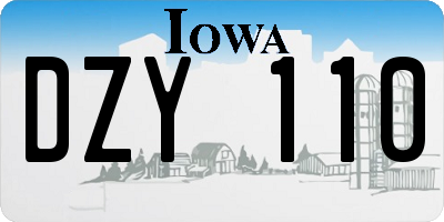 IA license plate DZY110