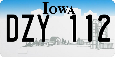 IA license plate DZY112