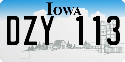 IA license plate DZY113