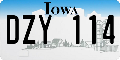 IA license plate DZY114