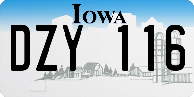 IA license plate DZY116
