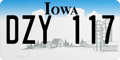 IA license plate DZY117