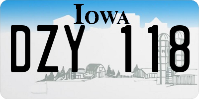 IA license plate DZY118