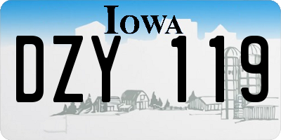 IA license plate DZY119