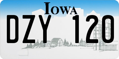 IA license plate DZY120