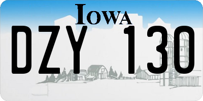 IA license plate DZY130