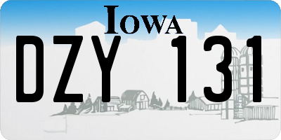 IA license plate DZY131