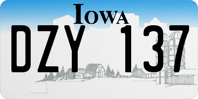 IA license plate DZY137