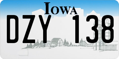 IA license plate DZY138