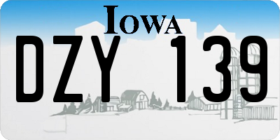 IA license plate DZY139