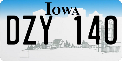 IA license plate DZY140