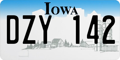 IA license plate DZY142
