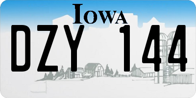 IA license plate DZY144