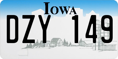 IA license plate DZY149