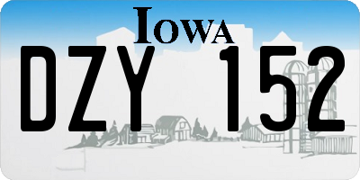IA license plate DZY152