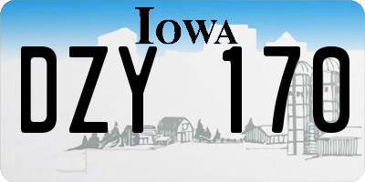 IA license plate DZY170