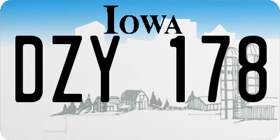 IA license plate DZY178