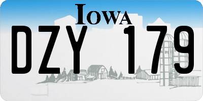 IA license plate DZY179