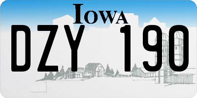 IA license plate DZY190