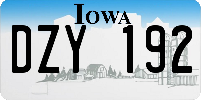 IA license plate DZY192