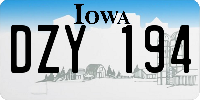 IA license plate DZY194