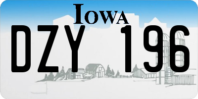 IA license plate DZY196