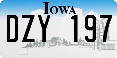 IA license plate DZY197