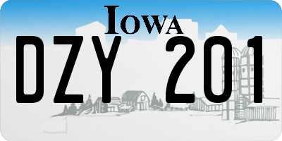 IA license plate DZY201