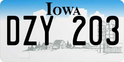 IA license plate DZY203