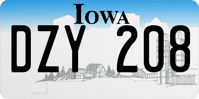 IA license plate DZY208