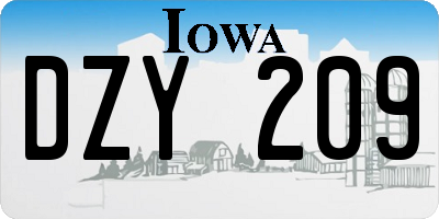 IA license plate DZY209