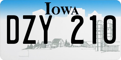 IA license plate DZY210