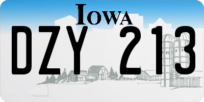 IA license plate DZY213