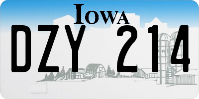 IA license plate DZY214