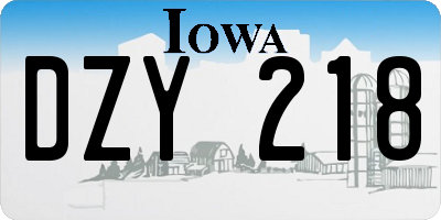 IA license plate DZY218