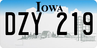 IA license plate DZY219