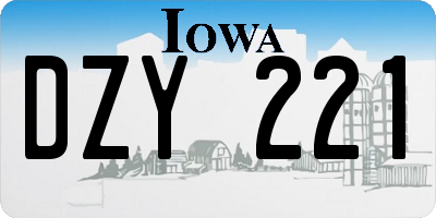 IA license plate DZY221
