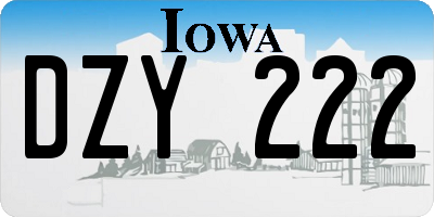 IA license plate DZY222