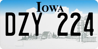 IA license plate DZY224