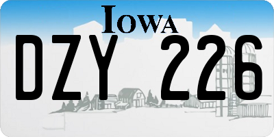 IA license plate DZY226