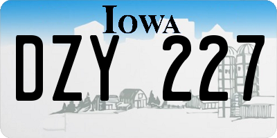 IA license plate DZY227