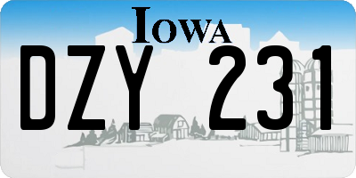 IA license plate DZY231