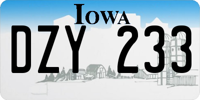 IA license plate DZY233